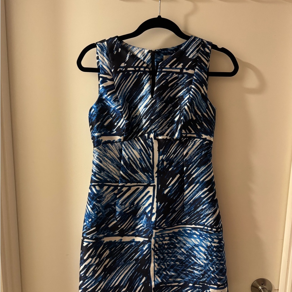 Milly Navy and White Abstract Mini Dress